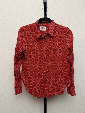 HOLDING HORSES Anthropologie Women’s Red Printed Casual Button-Down Shirt